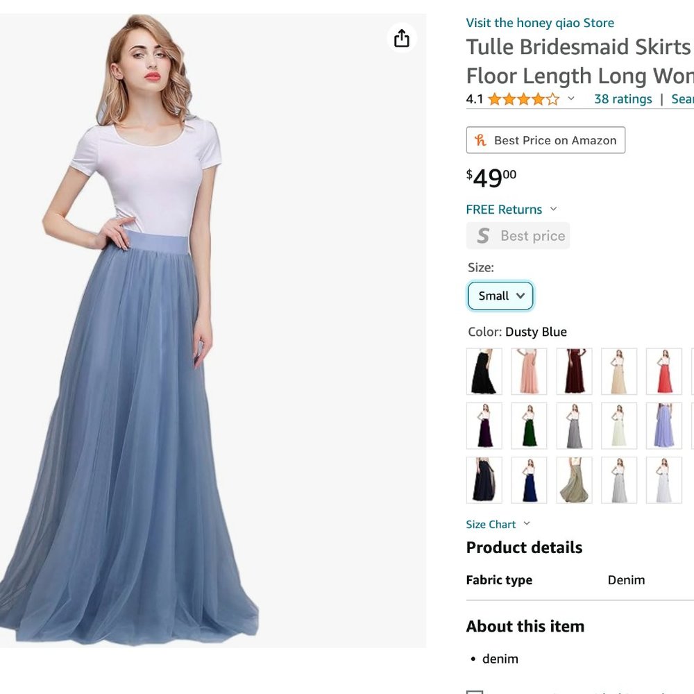 Tull Bridesmaid Photoshoot Skirt - Dusty Blue